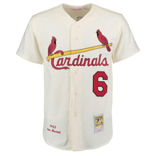 Load image into Gallery viewer, Stan Musial 1963 St. Louis Cardinals Mitchell &amp; Ness Throwback Jersey - Cream