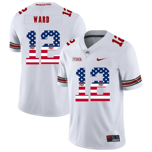 Ohio State Denzel Ward 12 American Flag White 2 Football Jersey