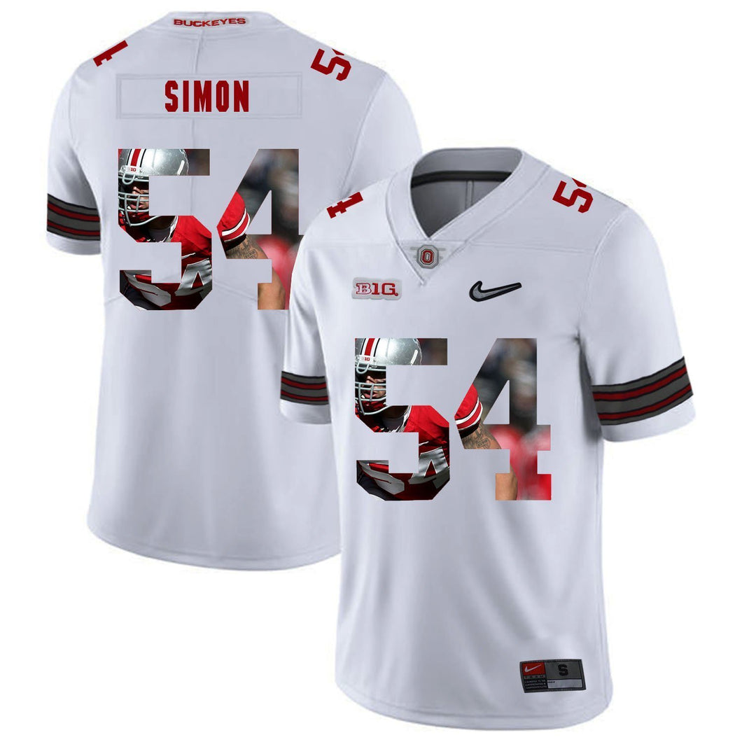 Ohio State John Simon 54 Digital Art White 1 Football Jersey