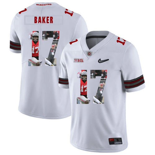 Ohio State Jerome Baker 17 Digital Art White 1 Football Jersey