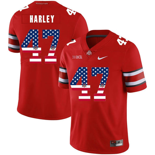 Ohio State Chic Harley 47 American Flag Red 3 Football Jersey