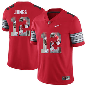 Ohio State Jones 12 Digital Art Red Football Jersey