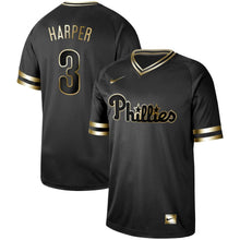 Load image into Gallery viewer, Philadelphia Phillies Harper #3 Men Black Gold Edition Mlb Jersey