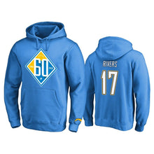 Load image into Gallery viewer, Philip Rivers Chargers 60Th Anniversary Light Blue Men  Hoodie NFL Men's Hoodie