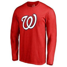 Load image into Gallery viewer, Washington Nationals Team Color Primary Logo Long Sleeve T-Shirt - Red MLB T-shirt