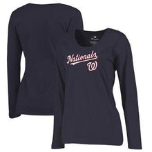 Load image into Gallery viewer, Washington Nationals  Women's Plus Size Team Lockup T-Shirt - Navy MLB Women T-shirt
