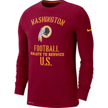 Load image into Gallery viewer, Washington Redskins Nike 2019 Salute To Service Sideline Performance Long Sleeve Shirt - Burgundy - NFL Long Sleeve
