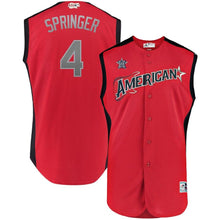 Load image into Gallery viewer, Springer #4 American League Majestic 2019 Mlb All-Star Game Workout Player Jersey- Red - MLB Jersey