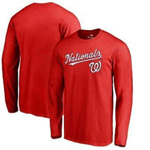 Load image into Gallery viewer, Washington Nationals  Team Lockup Long Sleeve T-Shirt - Red MLB T-shirt