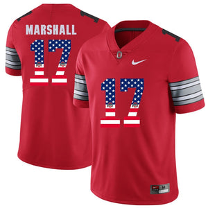 Ohio State Marshall 17 Red American Flag Football Jersey