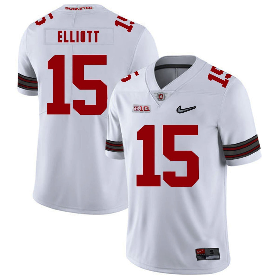 Ohio State Ezekiel Elliott 15 White Football Jersey