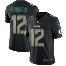 Load image into Gallery viewer, Packers #12 Rodgersimpact Black Color Rush Limited Jersey - NFL Jersey