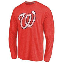 Load image into Gallery viewer, Washington Nationals Distressed Team Long Sleeve Tri-Blend T-Shirt - Red MLB T-shirt
