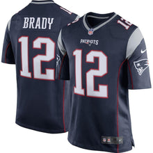 Load image into Gallery viewer, Tom Brady New England Patriots Youth Team Color Game Jersey - Navy Blue