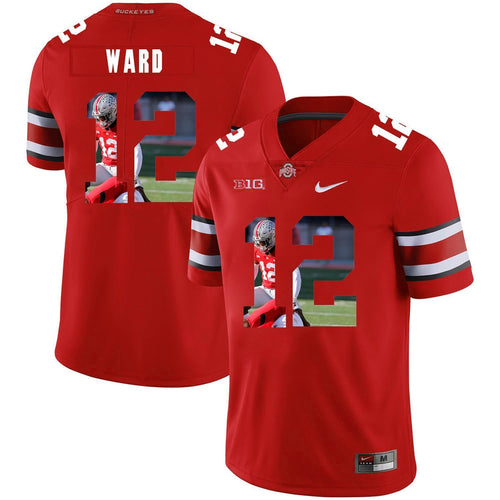 Ohio State Denzel Ward 12 Digital Art Red 3 Football Jersey