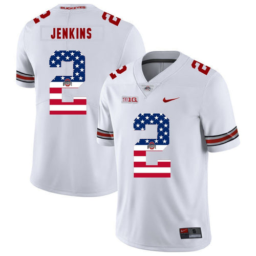 Ohio State Malcolm Jenkins 2 American Flag White 2 Football Jersey