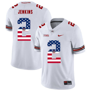 Ohio State Malcolm Jenkins 2 American Flag White 2 Football Jersey