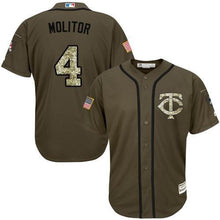 Load image into Gallery viewer, Twins 4 Paul Molitor Green Salute To Service Stitched Mlb Jerseyy