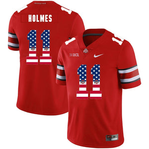 Ohio State Jalyn Holmes 11 American Flag Red 3 Football Jersey