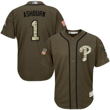 Load image into Gallery viewer, Phillies 1 Richie Ashburn Green Salute To Service Stitched Mlb Jersey