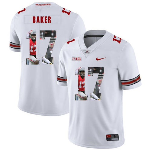 Ohio State Jerome Baker 17 Digital Art White 2 Football Jersey