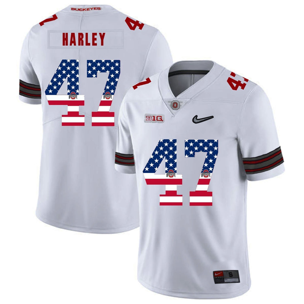 Ohio State Chic Harley 47 American Flag White 1 Football Jersey