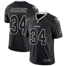 Load image into Gallery viewer, Raiders #34 Jacksonlights Out Black Color Rush Limited Jersey - NFL Jersey