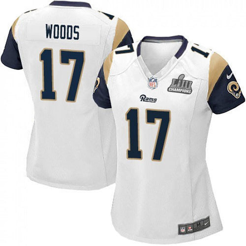 Women's Robert Woods #17 Los Angeles Rams Super Bowl Liii Champions Patch 2019 - White