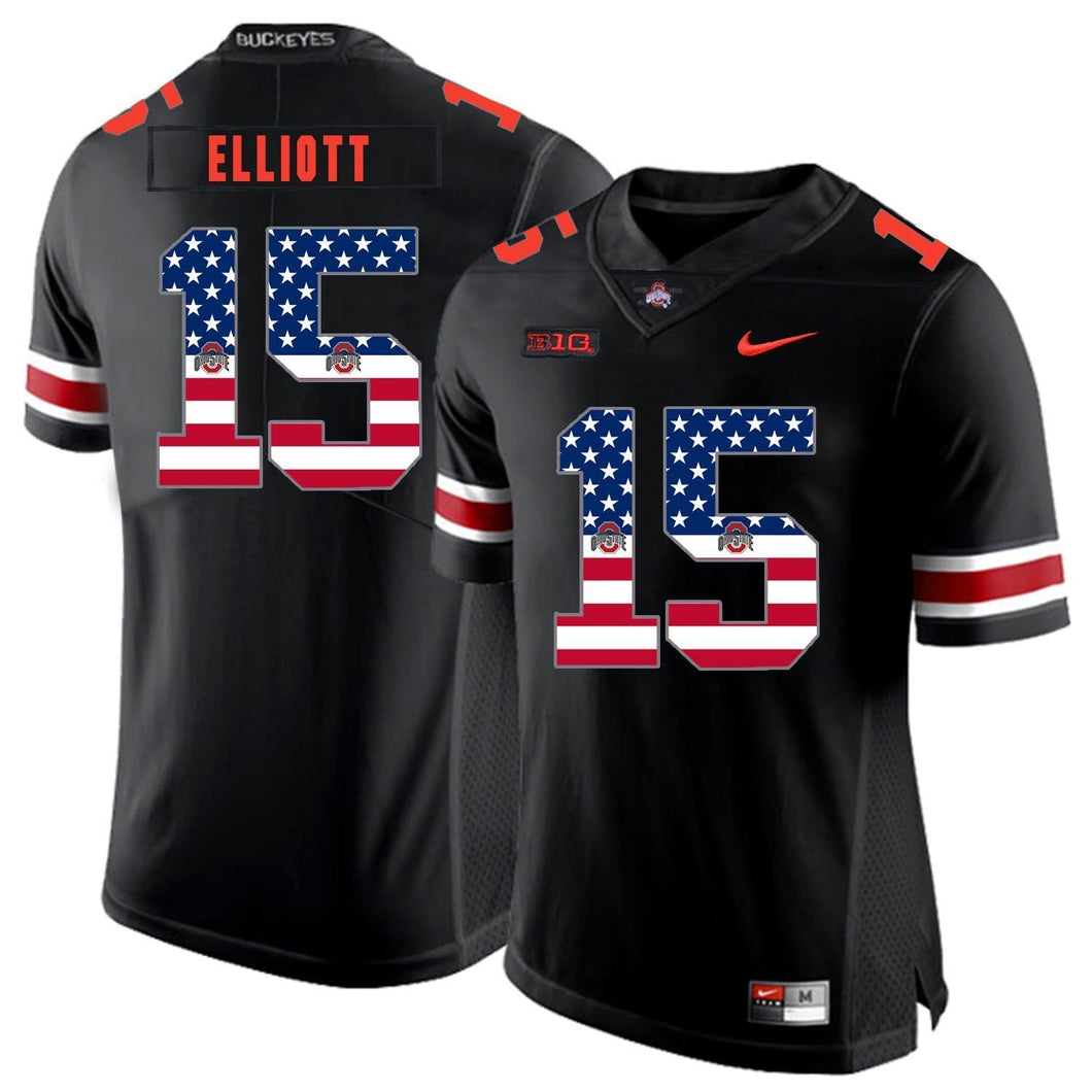 Ohio State Ezekiel Elliott 15 American Flag Black 1 Football Jersey