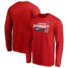 Load image into Gallery viewer, Washington Nationals  2019 National League Champions Doubleheader Long Sleeve T-Shirt - Red MLB T-shirt