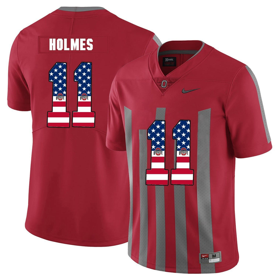 Ohio State Jalyn Holmes 11 American Flag Red 2 Football Jersey