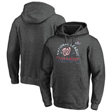 Load image into Gallery viewer, Washington Nationals  Branded 2019 National League Champions Locker Room Pullover Hoodie - Heather Charcoal MLB Pullover Hoodie