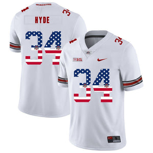 Ohio State Carlos Hyde 34 American Flag White 2 Football Jersey