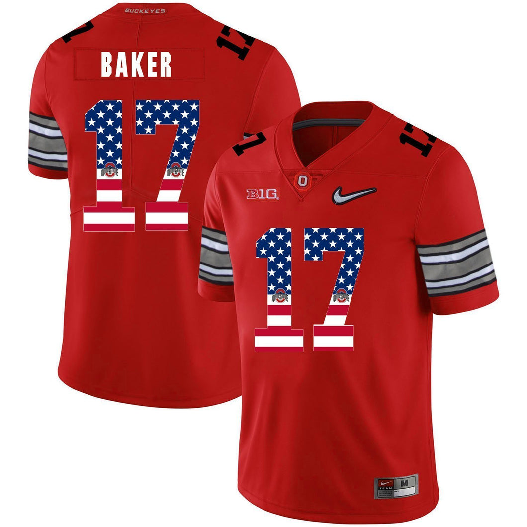 Ohio State Jerome Baker 17 American Flag Red 1 Football Jersey