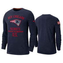 Load image into Gallery viewer, Patriots 2019 Salute To Service Navy Long Sleeve T-Shirt NFL Long Sleeve