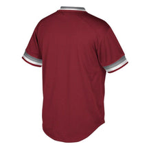 Load image into Gallery viewer, Philadelphia Phillies Philadelphia Phillies Mitchell And Ness Cooperstown Collection Mesh Wordmark V Neck Jersey Burgundy
