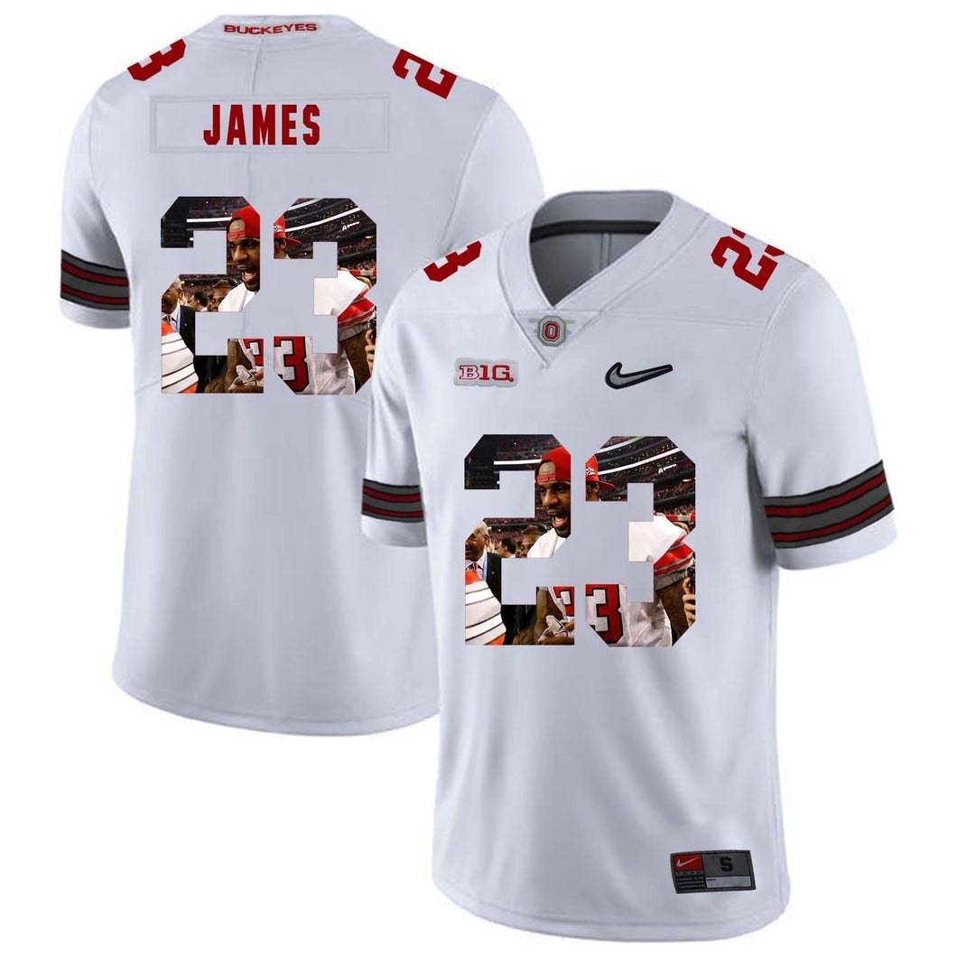 Ohio State Lebron James 23 Digital Art White 1 Football Jersey