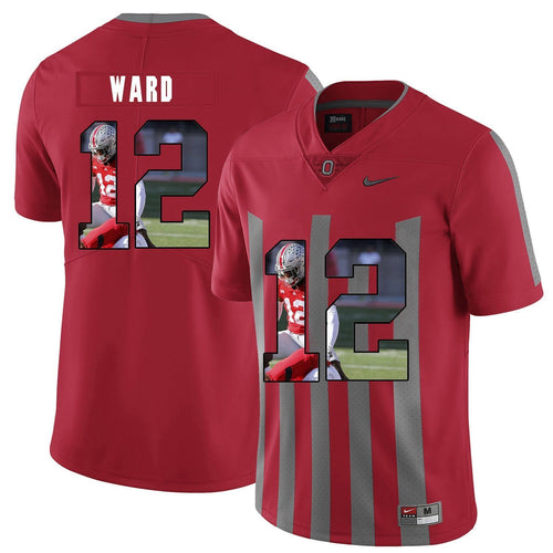 Ohio State Denzel Ward 12 Digital Art Red 2 Football Jersey