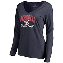 Load image into Gallery viewer, Washington Nationals Women's Victory Script Long Sleeve T-Shirt - Navy MLB Women T-shirt