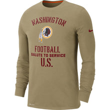 Load image into Gallery viewer, Washington Redskins Nike 2019 Salute To Service Sideline Performance Long Sleeve Shirt - Tan - NFL Long Sleeve