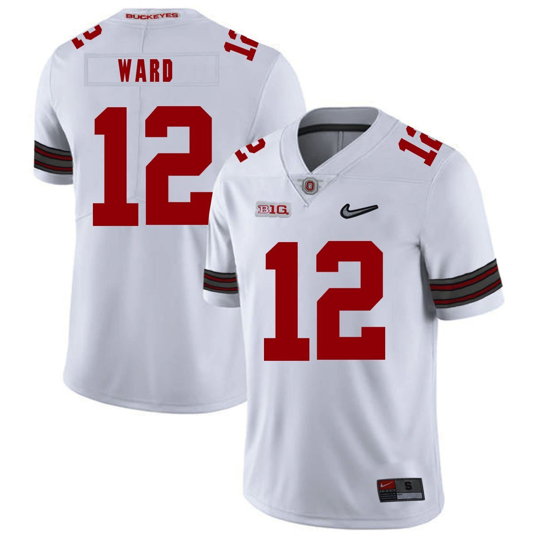 Ohio State Denzel Ward 12 White Football Jersey