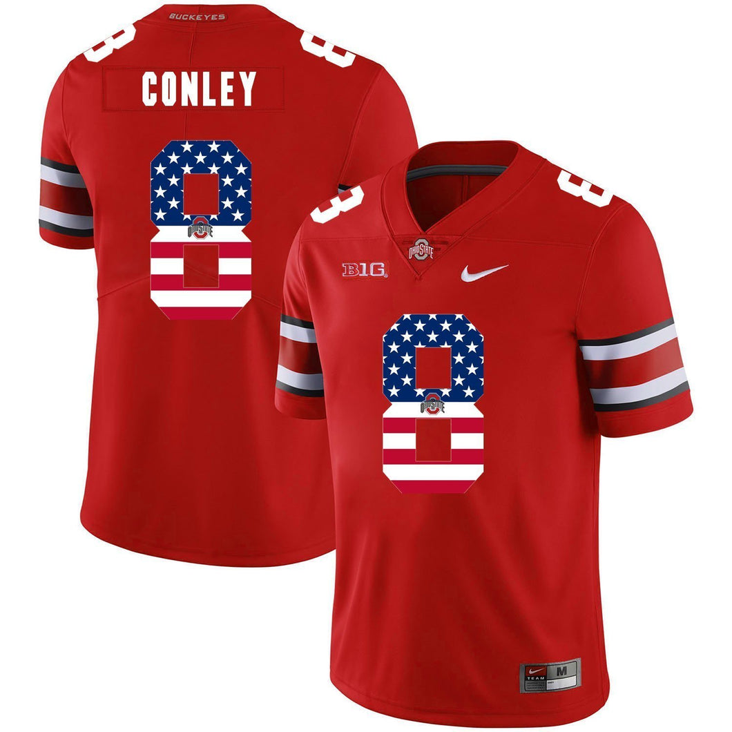 Ohio State Gareon Conley 8 American Flag Red 3 Football Jersey