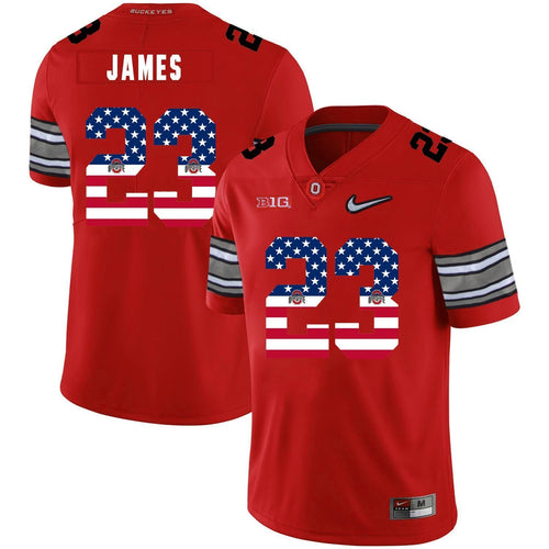 Ohio State Lebron James 23 American Flag Red 1 Football Jersey