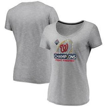 Load image into Gallery viewer, Washington Nationals  Women's 2019 World Series Champions Locker Room Space Dye T-Shirt - Gray MLB Women T-shirt