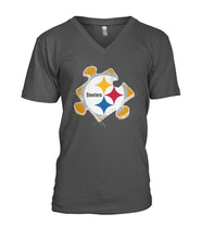 Load image into Gallery viewer, Pittsburgh-Steelers Puzzle Collection T-Shirt 2018 - Guys V-Neck
