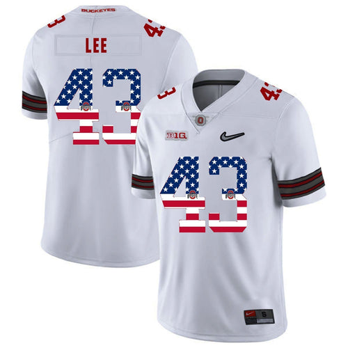 Ohio State Darron Lee 43 American Flag White 1 Football Jersey