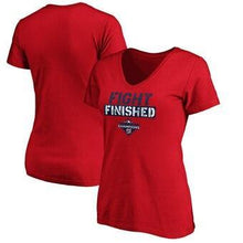 Load image into Gallery viewer, Washington Nationals Majestic Women's 2019 World Series Champions Slogan V-Neck T-Shirt - Red MLB Women T-shirt