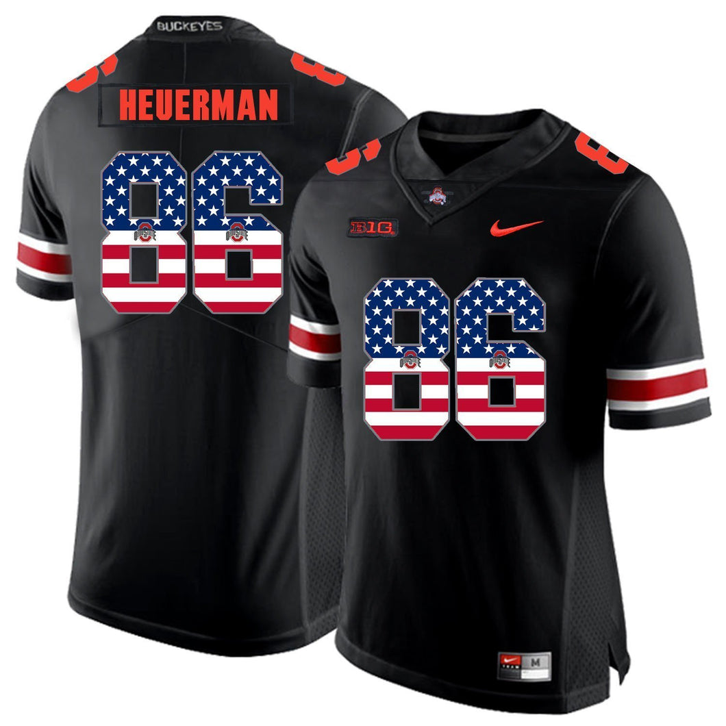 Ohio State Jeff Heuerman 86 American Flag Black 1 Football Jersey