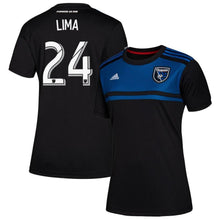 Load image into Gallery viewer, Women&#39;s San Jose Earthquakes Nick Lima Blue 2019 Primary Player Jersey