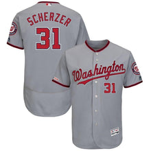 Load image into Gallery viewer, Washington Nationals Max Scherzer Washington Nationals Majestic Road Collection Flex Base Player Jersey Gray